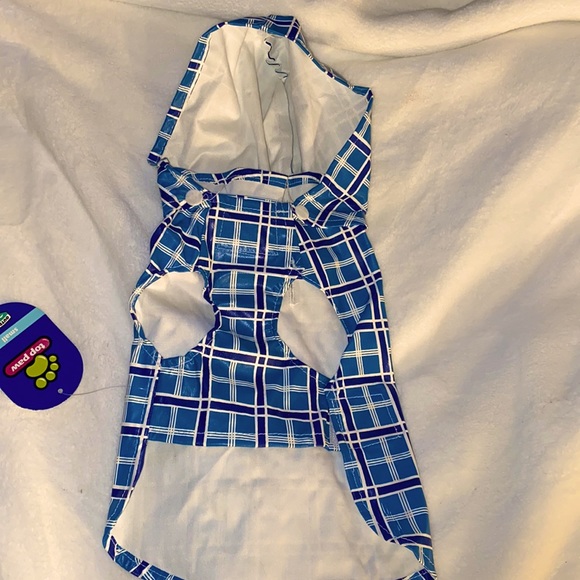 New Top Paw small raincoat blue plaid